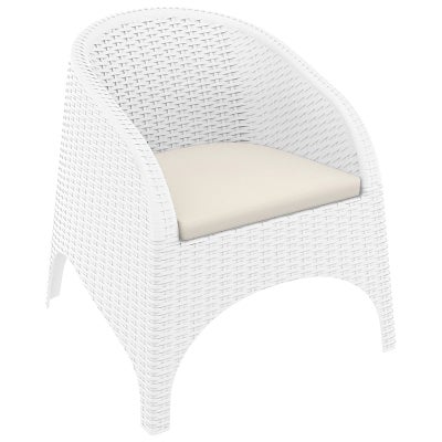 Siesta Aruba Commercial Grade Indoor / Outdoor Armchair with Cushion, White