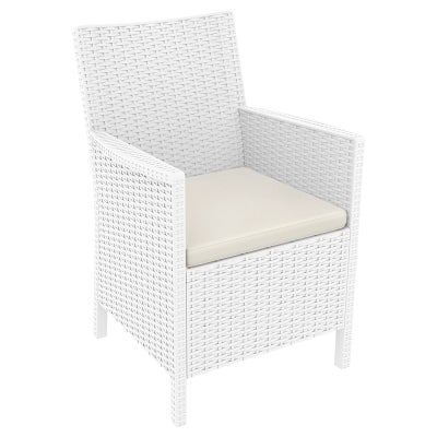 Siesta California Commercial Grade Indoor / Outdoor Tub Chair with Cushion, White