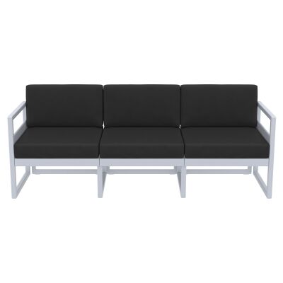 Siesta Mykonos Outdoor Sofa with Cushion, 3 Seater, Silver Grey / Black