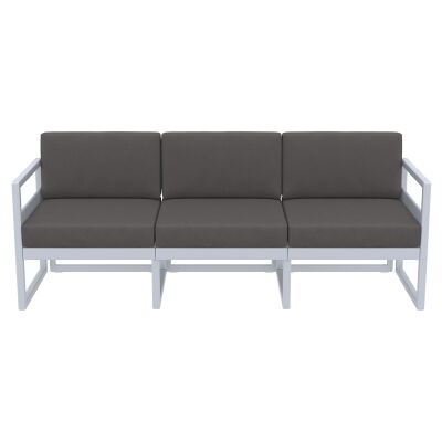 Siesta Mykonos Outdoor Sofa with Cushion, 3 Seater, Silver Grey / Dark Grey
