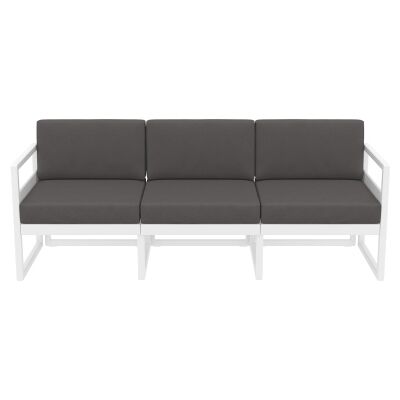 Siesta Mykonos Outdoor Sofa with Cushion, 3 Seater, White / Dark Grey