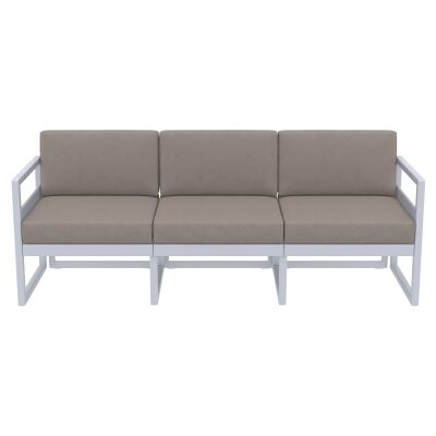 Siesta Mykonos Outdoor Sofa with Cushion, 3 Seater, Silver Grey / Light Brown
