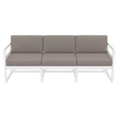 Siesta Mykonos Outdoor Sofa with Cushion, 3 Seater, White / Light Brown