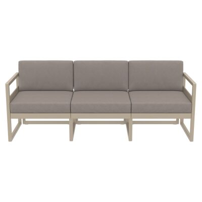 Siesta Mykonos Outdoor Sofa with Cushion, 3 Seater, Taupe / Light Brown