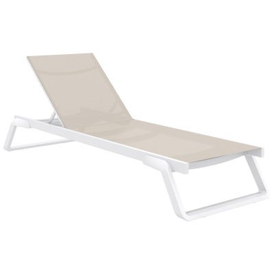 Siesta Tropic Commercial Grade Sunlounger, Taupe / White