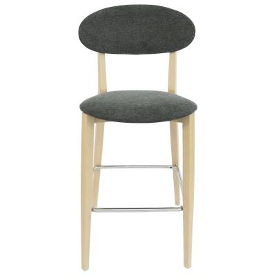 Durafurn Atlanta Ovella Commercial Grade Bar Stool, Fabric Back & Seat, Dark Grey / Oak