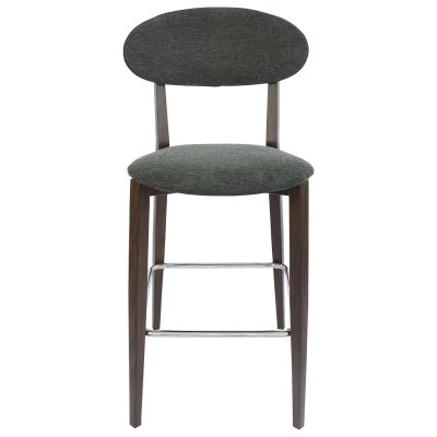 Durafurn Atlanta Ovella Commercial Grade Bar Stool, Fabric Back & Seat, Dark Grey / Wenge
