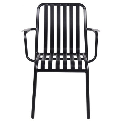 Durafurn Bordeaux Commercial Grade Metal Indoor / Outdoor Dining Armchair, Black