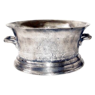 Thron Metal Oval Wine Tub, Small, Antique Silver