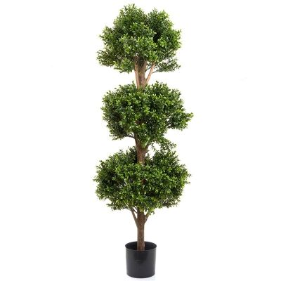 Artifcial Boxwood Triple Ball Tree in Pot