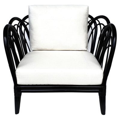 Florence Rattan Lounge Chair, Black