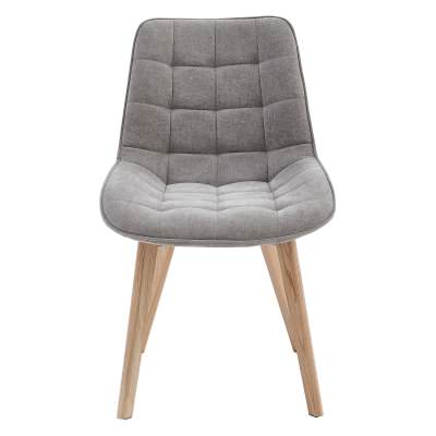 Dyva Chenille Fabric & Oak Timber Dining Chair, Grey