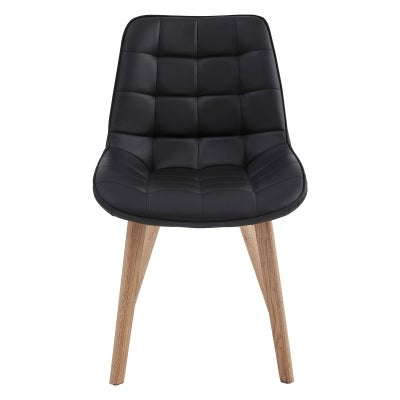 Dyva Faux Leather & Oak Timber Dining Chair, Black