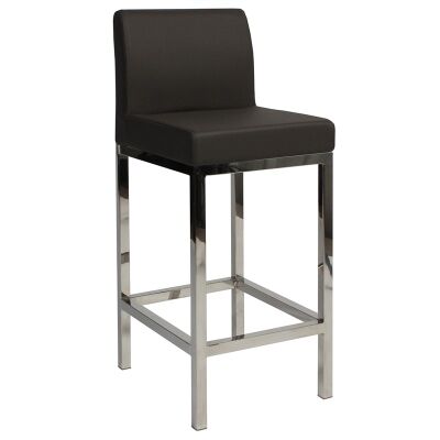 Fuji V2 Commercial Grade Vinyl Upholstered Stainless Steel Counter Stool - Charcoal
