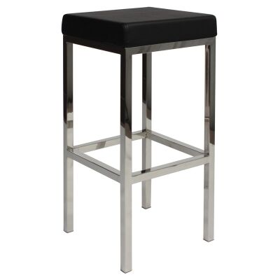 Oslo V2 Commercial Grade Vinyl Upholstered Stainless Steel Bar Stool - Black