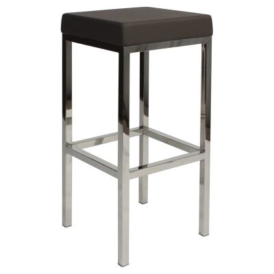 Oslo V2 Commercial Grade Vinyl Upholstered Stainless Steel Bar Stool - Charcoal