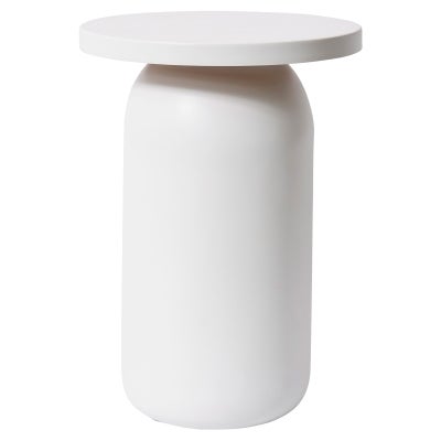Porter Iron Round Side Table, White