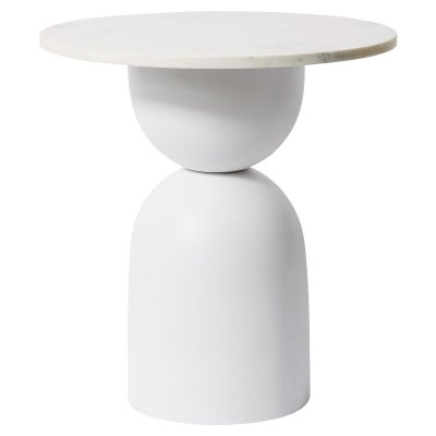 Jax Marble & Iron Round Side Table, Style B, White