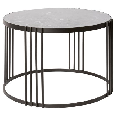 Beckam Marble & Metal Round Coffee Table, 70cm, Black / Black