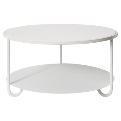 Cayden Wood & Metal Round Coffee Table, 75cm, White