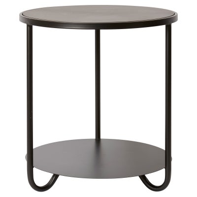 Cayden Wood & Metal Round Side Table, Black