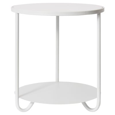 Cayden Wood & Metal Round Side Table, White
