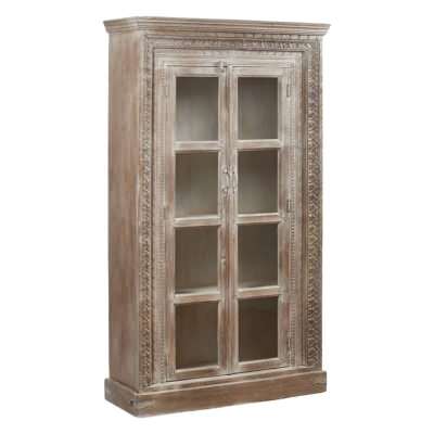 Isha Carved Timber 2 Door Display Cabinet