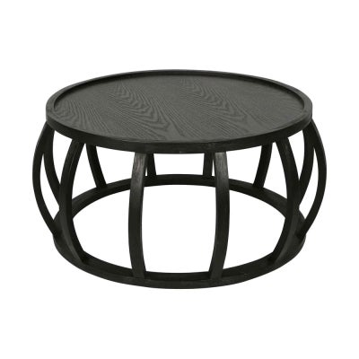 Manningham Timber Oriental Round Coffee Table, 85cm, Black