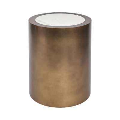 Gordon Sintered Stone Top Metal Round Side Table