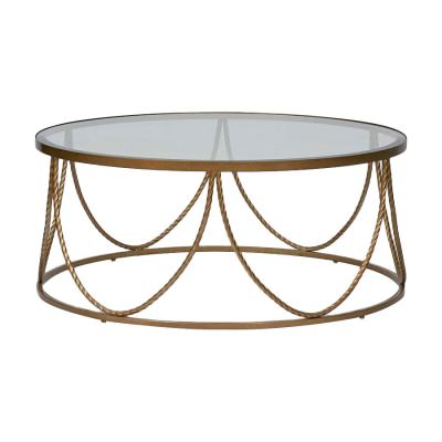 Palais Glass & Metal Round Coffee Table, 100cm, Gold