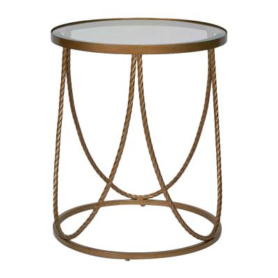 Palais Glass & Metal Round Side Table, Gold