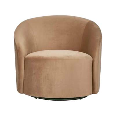 Sierra Velvet Fabric Swivel Tub Chair, Toffee