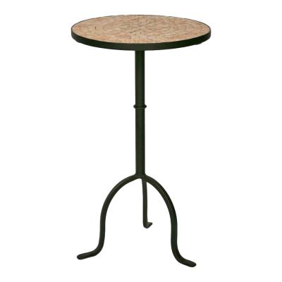 Haverick Mosaic Top Metal Round Occasional Table, Sand / Black