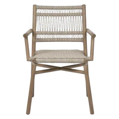 Wategos Synthetic Rattan & Teak Indoor / Outdoor Dining Armchair, Beige / Natural