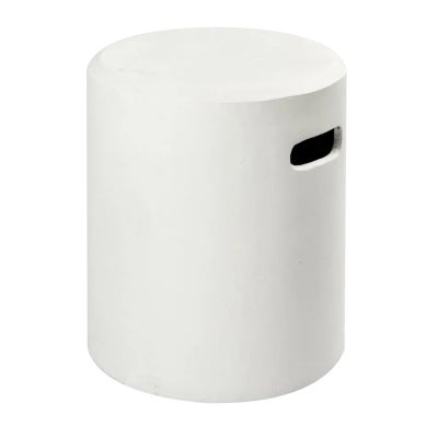 Vargo Cement Round Side Table / Drum Stool, White