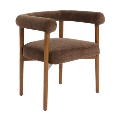 Manningham Fabric & Timber Carver Dining Chair, Chocolate / Walnut