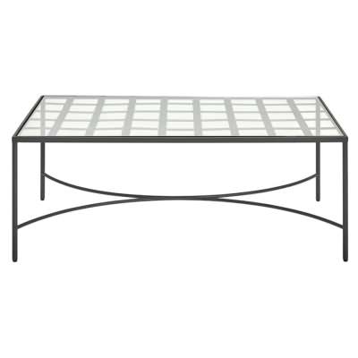 Sheffield Glass Top Iron Outdoor Coffee Table, 120cm