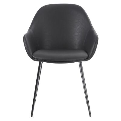 Fido Commercial Grade Faux Leather Dining Armchair, Black