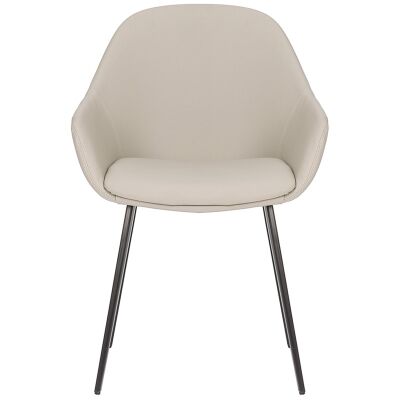 Fido Commercial Grade Faux Leather Dining Armchair, Light Grey