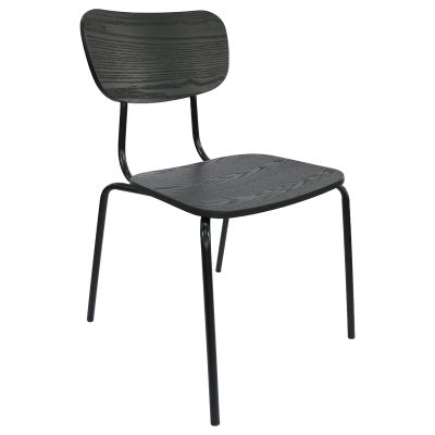 Durafurn Tiramisu Commercial Grade Timber & Metal Dining Chair, Black / Black