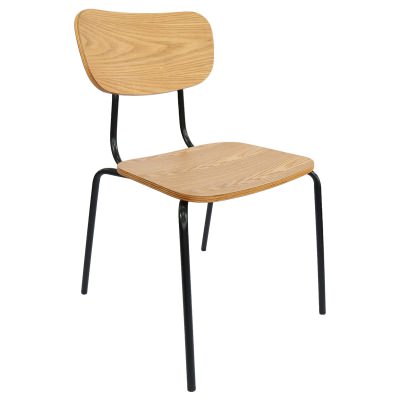 Durafurn Tiramisu Commercial Grade Timber & Metal Dining Chair, Oak / Black
