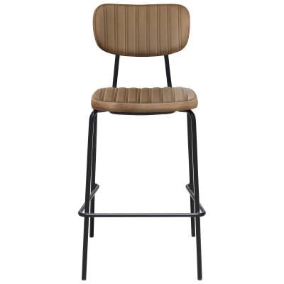 Durafurn Tiramisu Commercial Grade Vinyl & Metal Bar Stool, Taupe / Black
