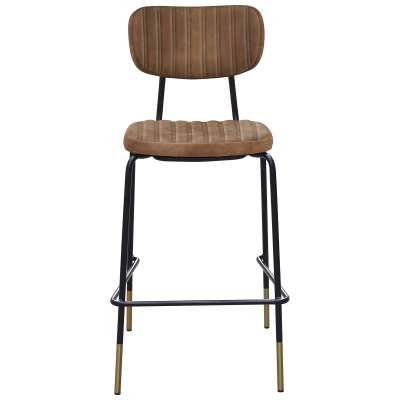 Durafurn Tiramisu Commercial Grade Fabric & Metal Bar Stool, Mocha / Black Brass