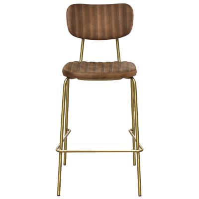 Durafurn Tiramisu Commercial Grade Fabric & Metal Bar Stool, Mocha / Brass