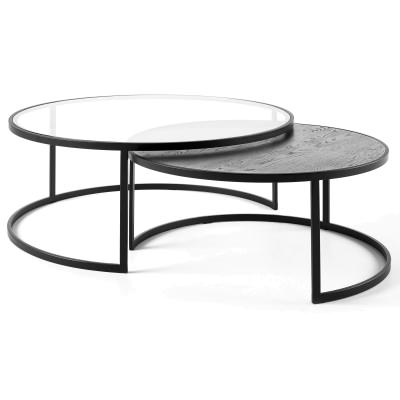 Franklin Metal Frame 2 Piece Round Nesting Coffee Table Set, 110/90cm