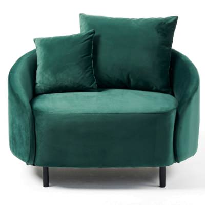 Freya Velvet Fabric Sofa Chair, Emerald Green