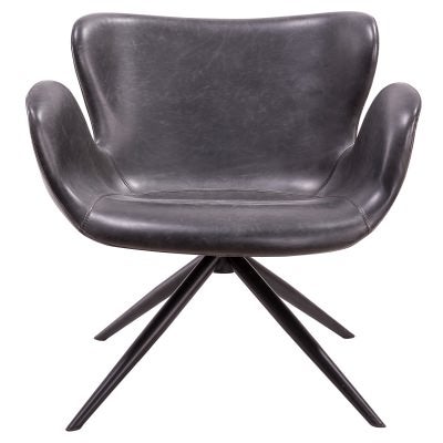 Frida Faux Leather Swivel Lounge Chair, Black
