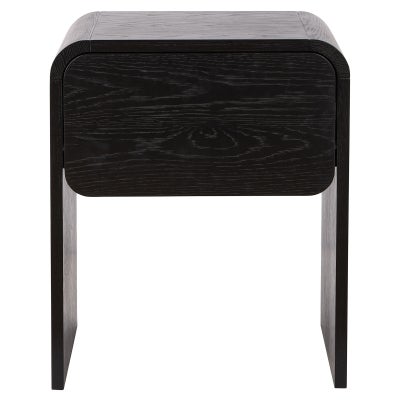 Amalfi Oslo Oak Timber Bedside Table, Black