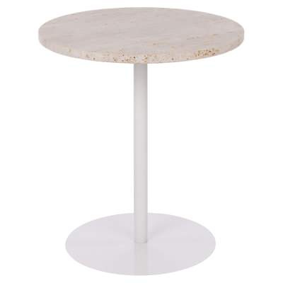Amalfi Crew Travertine & Iron Round Side Table, 45cm
