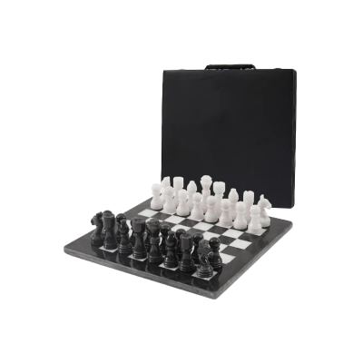 Archaia Marble Chess Set with Storage Case, 30cm, Black / White